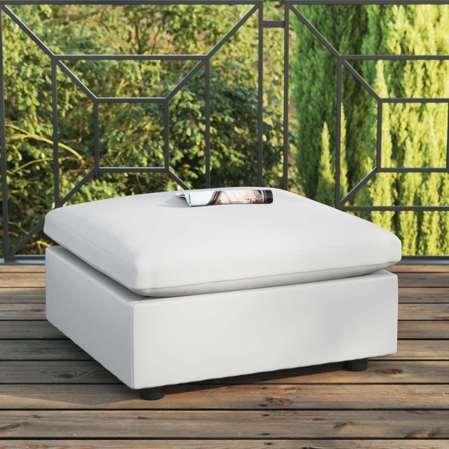 Modway Commix Pouf de Mobilier de Patio Extérieur Surrempli, Blanc