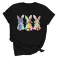 thumbnail image 5 of VBTAPA Happy Easter Shirts for Women Funny Egg Graphic Tees Short Sleeve Cute Rabbit Bunny T-shirt Lightweight Holiday Blouse Tops Lightning Sales of The Day Black S, 5 of 6