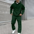 thumbnail image 5 of Men's Full-Zip Polo Jacket & Drawstring Pants Set, 2-Piece Relaxed Fit Casual Tracksuit with Pockets for Spring Autumn Winter Outdoor Wear, Solid Color, Regular Size, 5 of 9