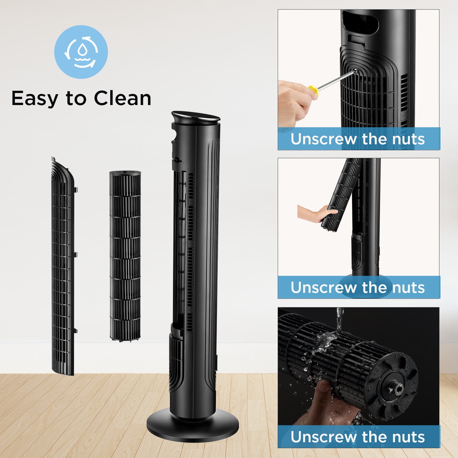 Pelonis 42'' 5-Speed Oscillating Tower Fan with Remote Control, Black -  Walmart.com