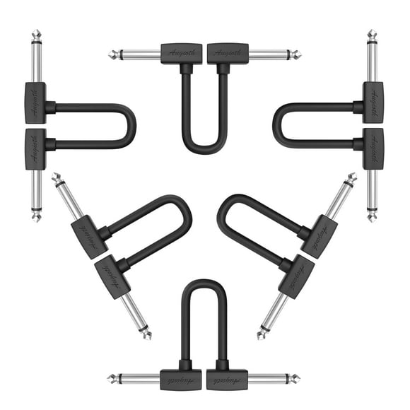 Cable de conexión para guitarra Augioth de 15 cm, paquete de 6 unidades, 1/4 TS, ángulo recto