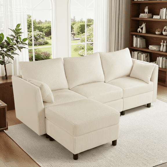 Large Modular Sectional Sofa with Storage,Convertible Couch, Memory Foam Cushions, Solid Wood Frame, for Living Room & Small Spaces (Beige, 79"-L Shape)