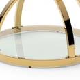thumbnail image 6 of S-HOME Modern 19.69 Inch Glass Side Table with Dual Tiers Tempered Glass and Metal Ring Frames Design, Bedside Accent Table, Gold, 6 of 10