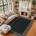 thumbnail image 2 of Garvee Area Rug 8x10ft Bordered Striped Carpet, Stain Resistant Machine Washable Rug Flat Woven Indoor Outdoor Rug with TPR Backing for Patio Balcony Bedroom Living Room, Black Coffee, 2 of 9