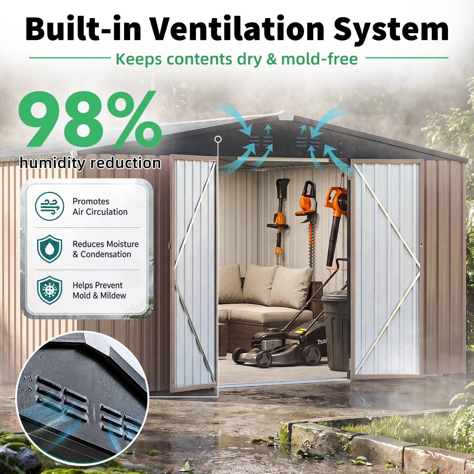 YODOLLA 12x12 ft. Waterproof Aluminum Outdoor Metal Storage Shed