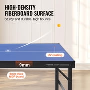 VEVOR Ping Pong Table, Mid-Size Table Tennis Game, Indoor MDF Table Tennis Table, Foldable Portable Complete Ping Pong Table Set with Net, 2 Paddles, 3 Balls,Carry Bag,Handle (No Assembly Required)