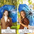 thumbnail image 3 of Tumella Travel Umbrella, Windproof up to 70 mph, Auto Open Close, Compact, UPF 50+, Fits Backpack, 3 of 8