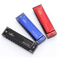 thumbnail image 4 of BEADCEST 10 Hole Plastic Harmonica Instrument for Playing Blues Folk and Pop in Red, 4 of 8