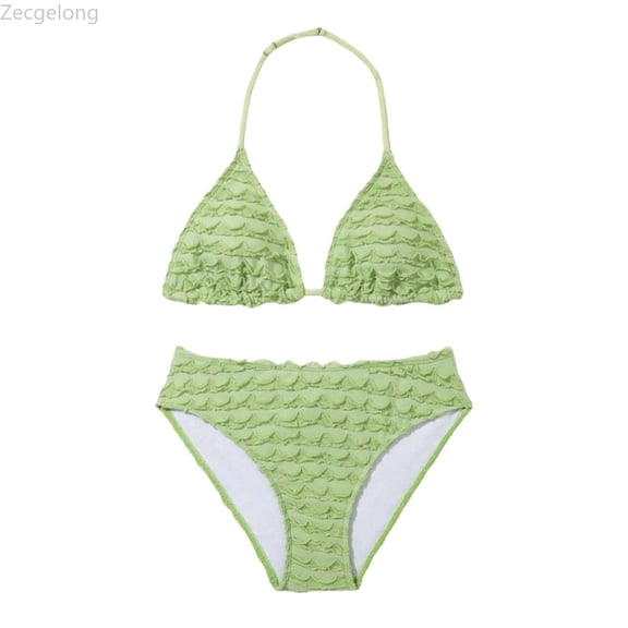 Zecgelong Girls Solid Color Bikini Swimsuit Two Piece Teen Swimwear For Beach Pool Water Activities Toddler Girl Bikini Set Size 12-13 Years