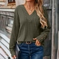 thumbnail image 3 of Women's Summer Chiffon Blouses,Women's Solid Color Long Sleeved Round Neck Pullover Top Army Green L, 3 of 7