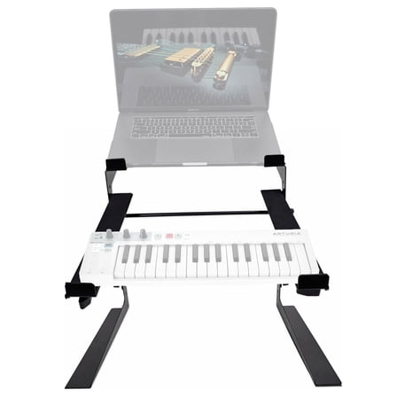 Rockville Dual Shelf Laptop Controller Stand for Arturia KeyStep Keyboard