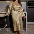 thumbnail image 5 of QNANSPI Pajama Sets for Women Short Sleeve, Women Short Sleeve Sleepwear Outfit, Womens Plus Size Satin Solid Color Nightgown Robe Sleepwear Pajama Outfit, 5 of 5
