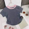 thumbnail image 2 of Kovlvoll Children's Baby Girls Summer Shirts Crewneck Short Sleeve T-Shirt Side Knot Dressy Casual Blouses Tops, 2 of 3