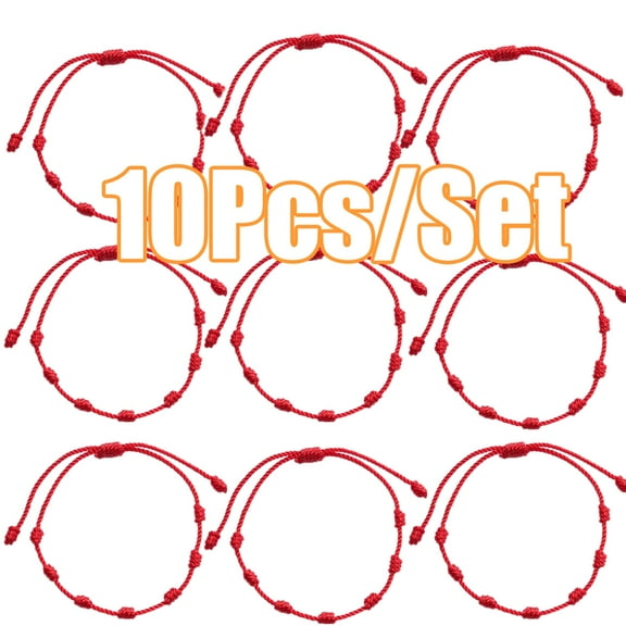 Cheers US 10Pcs Summer String Bracelets Red Bracelet Red Cord Bracelet Adjustable Kabbalah Red Knot String Bracelet Amulet for Evil Eye and Good Luck for Friendship