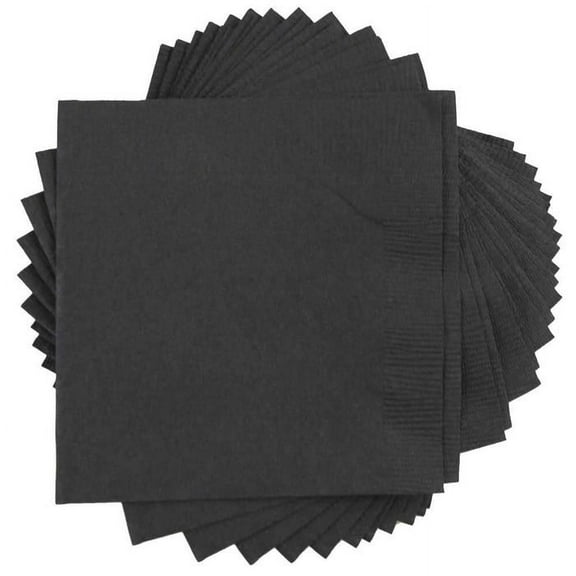 JAM Paper Small Beverage Napkins, 5 x 5, Black, 200/Pack