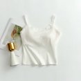 thumbnail image 3 of Fanxing Crop Tank Top for Women Basic Solid Spaghetti Strap Camisole Cotton Sleeveless Bralette White,M, 3 of 6