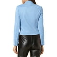 thumbnail image 3 of Unique Bargains Women's Faux Suede Stand Collar Zip Up Long Sleeve Moto Jacket XL Light Blue, 3 of 6