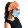 thumbnail image 1 of Bandeau Imprimé Orange avec Bouton, Porte-Visage, Protège Oreilles et Tête, 1 of 5