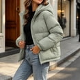 thumbnail image 5 of Cmtiyu Plus Size Winter Coats for Women Oversized Long Sleeve Hooded Green Puffer Jacket Casual Warm Drawstring Zipper Winter Coats with Pockets M-4XL, 5 of 7