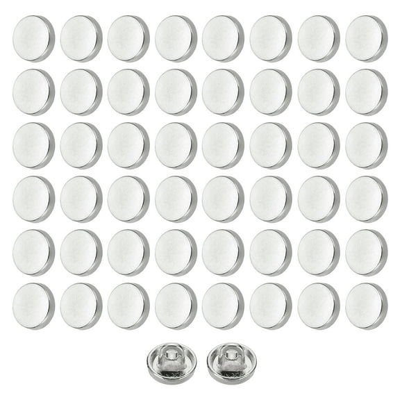 50pcs 14L Metal Round Flat Sewing Buttons 9mm Alloy Shank Craft Replacement Button for Men Women Suit Woolen Coat Shirt Trousers Sewing Crafts, Silver Tone