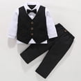 thumbnail image 6 of Gubotare Baby Boy Formal Outfit Kids Toddler Boy Gentleman Outfits Button Down Shirt Suspender Pant Wedding Formal Church Suit Dress Birthday Clothes 1T 2T,(Black 1-2 Years), 6 of 7