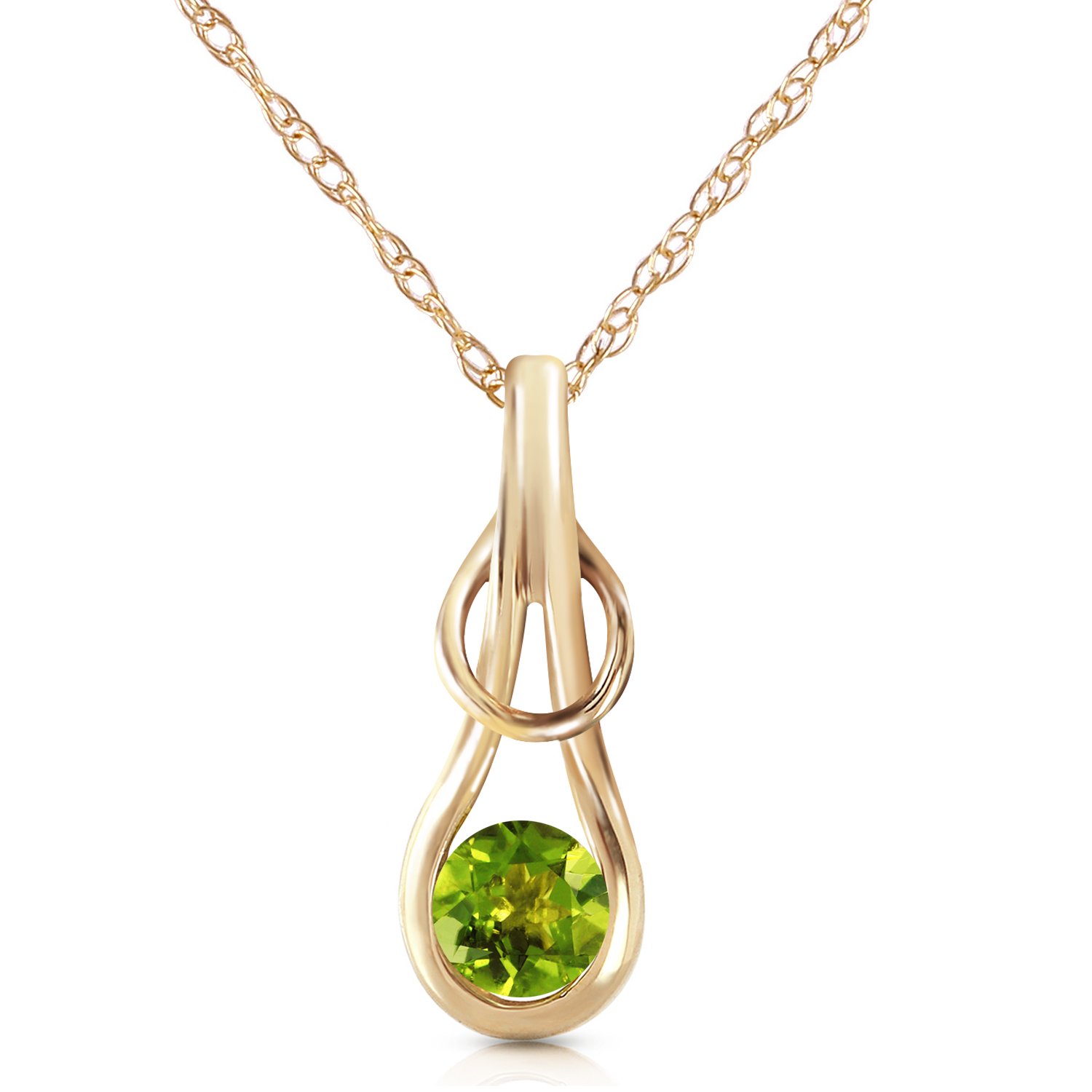 Galaxy Gold 14K Solid Gold Natural Peridot Pendant Necklace for Women - Yellow Gold Fine Jewelry