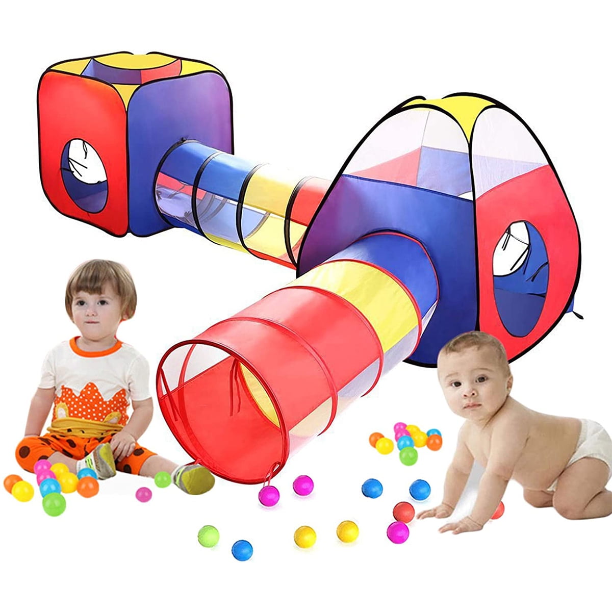 4pcs Pop Up Tent Toddlers Crawl Tunnel Baby Playhouse Ball Pit Kids Play Tent 