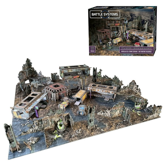 Battle Systems Sci-fi Terrain Trader Encampment Core Set - 28-35mm RPG / Wargames / 40k Necromunda Card Scenery