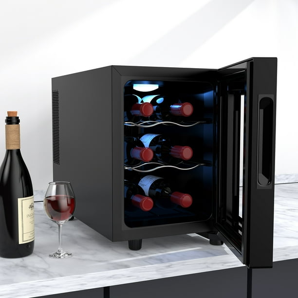 Rocita 6 Bottle Wine Cooler Refrigerator, 16L Mini Fridge Counter