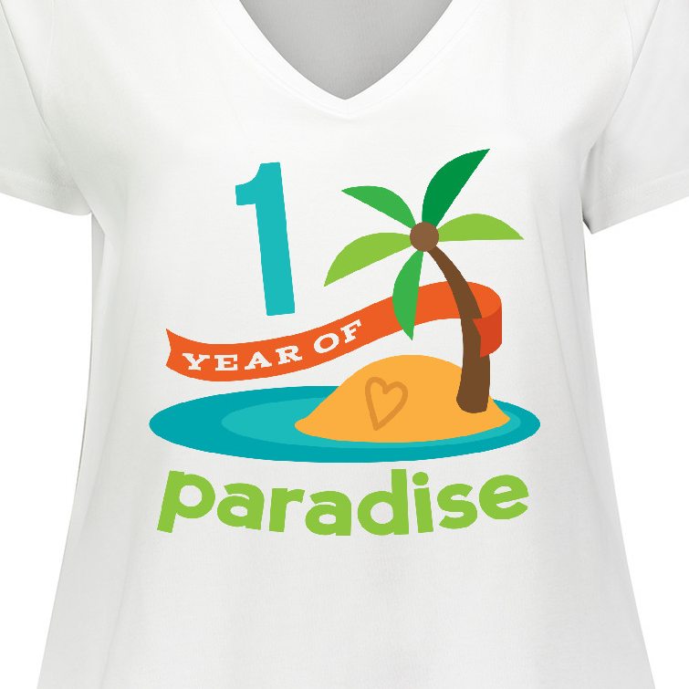 Inktastic 1st Anniversary Hawaiian Party Women's Plus Size V-Neck T-Shirt - image 3 of 4