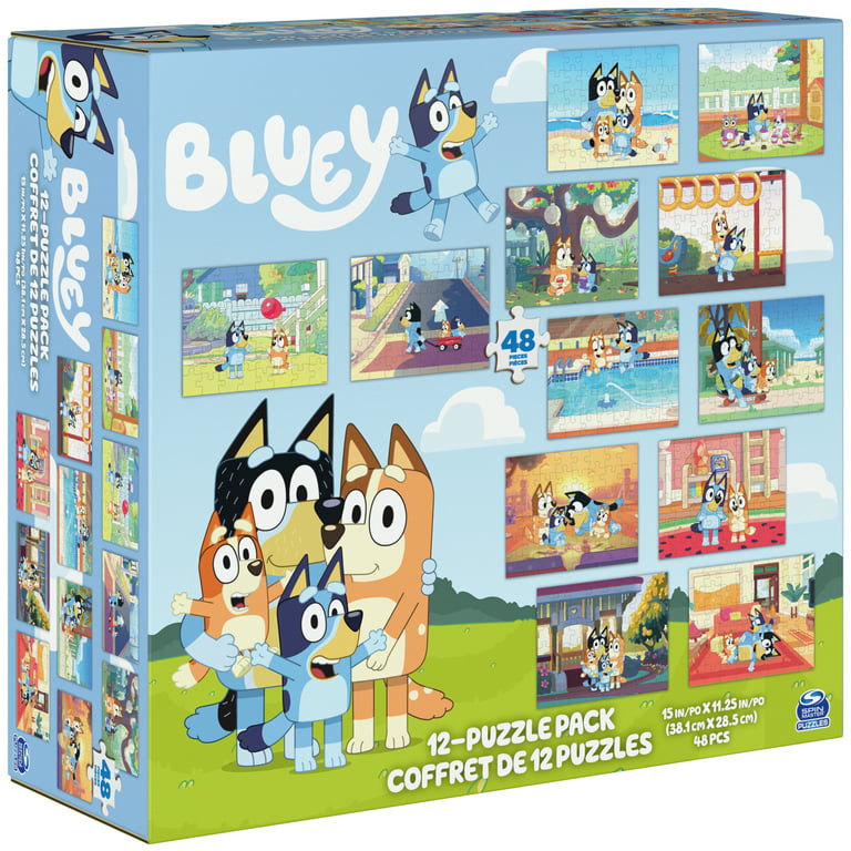 Bluey 12-Pack of Jigsaw Puzzles for Families, Kids, and Preschoolers Ages 4  and Up 