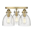 thumbnail image 4 of Innovations Lighting  Newton Bell - 3 Light 7" Flush Mount Brushed Brass/Seedy, 4 of 5
