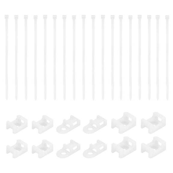 Uxcell 120Pcs Magnetic Zip Tie Mount Adjustable Cable Tie Holder with 6" Cable Zip Ties,White