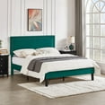 thumbnail image 3 of Taomika, Queen Size Tufted Nailhead Upholstered Platform Bed Frame with Adjustable Headboard-Dark Green, 3 of 8