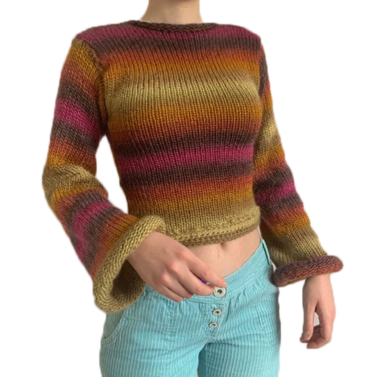 Rainbow knit crop top hotsell