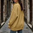 thumbnail image 5 of Horkkom Quarter Zip Pullover Women Solid Color Casual Mock Neck Sweatshirt Comfort Fall Sweatshirt with Pockets S, 5 of 6