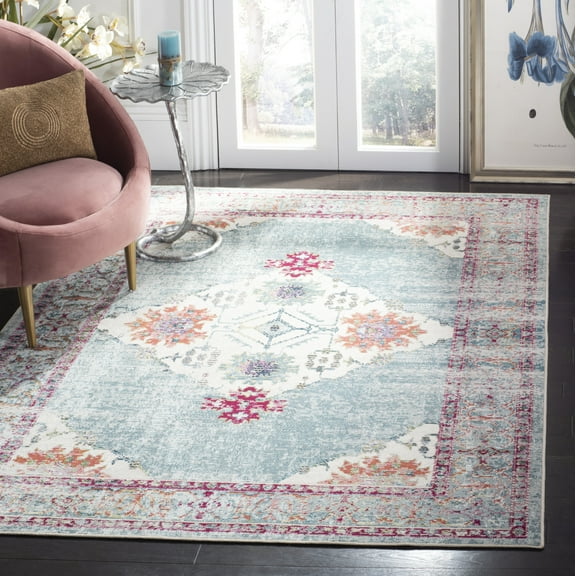 SAFAVIEH Crystal Jessamine Oriental Area Rug, Cream/Turquoise, 4' x 6'