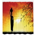 thumbnail image 3 of Ambesonne Local Shower Curtain, Lady in Sunset Savannah Art, 69"Wx75"L, Orange Black, 3 of 5