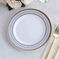 thumbnail image 4 of Efavormart 10 Pack White Renaissance Plastic Dinner Plates With Gold Navy Blue Chord Rim, Round Disposable Party Plates - 9", 4 of 6