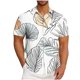 thumbnail image 1 of Blusa y camisa de manga corta con cuello vuelto para hombre, informal, a la moda, con estampado de bolsillo y botones, de poliéster., 1 of 5