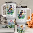 thumbnail image 3 of 40oz Eastern Phoebe Lover Tumbler - Custom Name Stainless Travel Cup with Straw & Handle - Cute Gift Idea for Animal Lover Girls, Women on Christmas, Birthday, 3 of 6