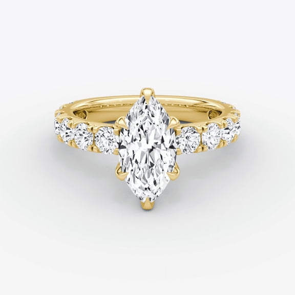 3.0 CTW Marquise Cut Lab Grown Diamond Engagement Ring 14k Solitaire Side Round Diamond Wedding Ring