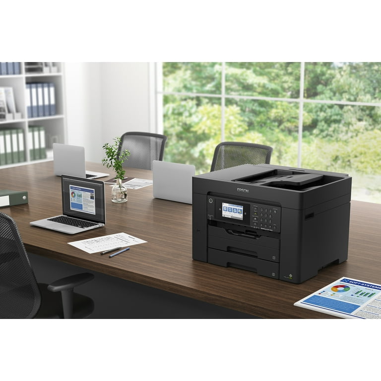 and Copy, 50-Page Paper to Epson with Capacity, Wireless All-in-One WF-7840 2-Sided Wide-Format Printer Color 500-Sheet Workforce Scan 4.3\