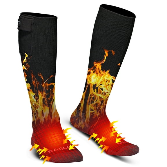 SNOW DEER Heated Socks for Winter Sports - 3 Temp Levels,100% Cotton, Blood Circulation, Ideal for Skiing/Hiking/Camping