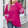 thumbnail image 3 of Women's Long Sleeve Shirts Casual Color Block Crewneck Tops Tshirt Basic Tee Trendy Outfits, 3 of 7