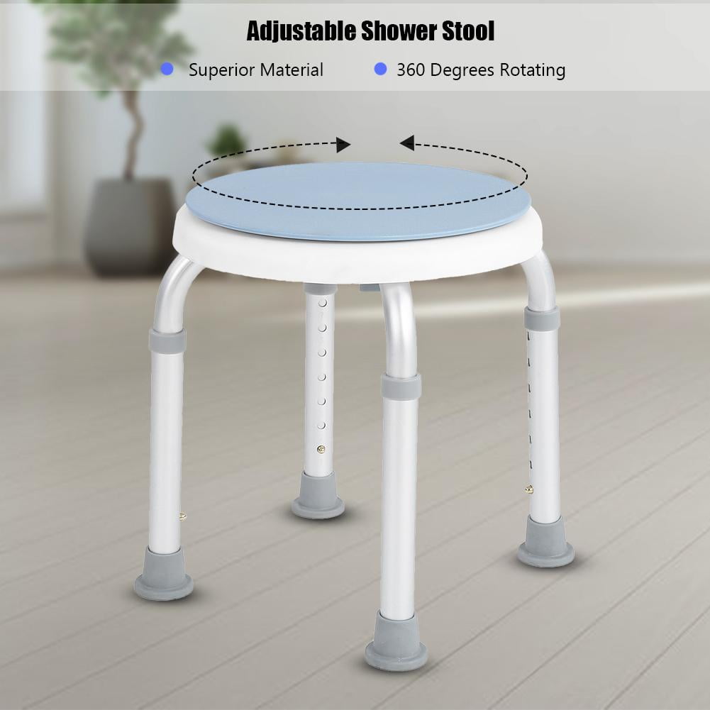 Sonew Shower Safety Seat, Bathtub Seat,Adjustable Round Bath Shower Stool Aluminum Alloy