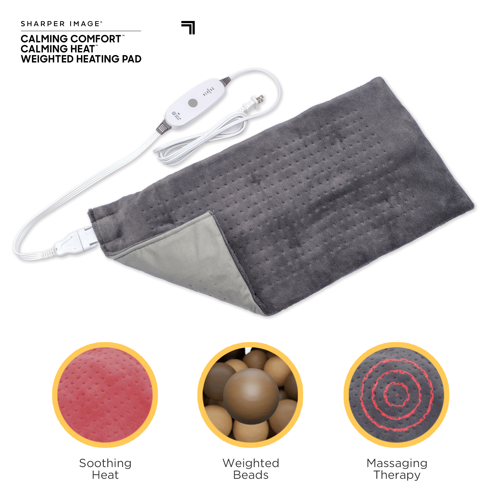 Calming Heat Massaging Weighted Heating Pad by Shaper Image 12x24 As