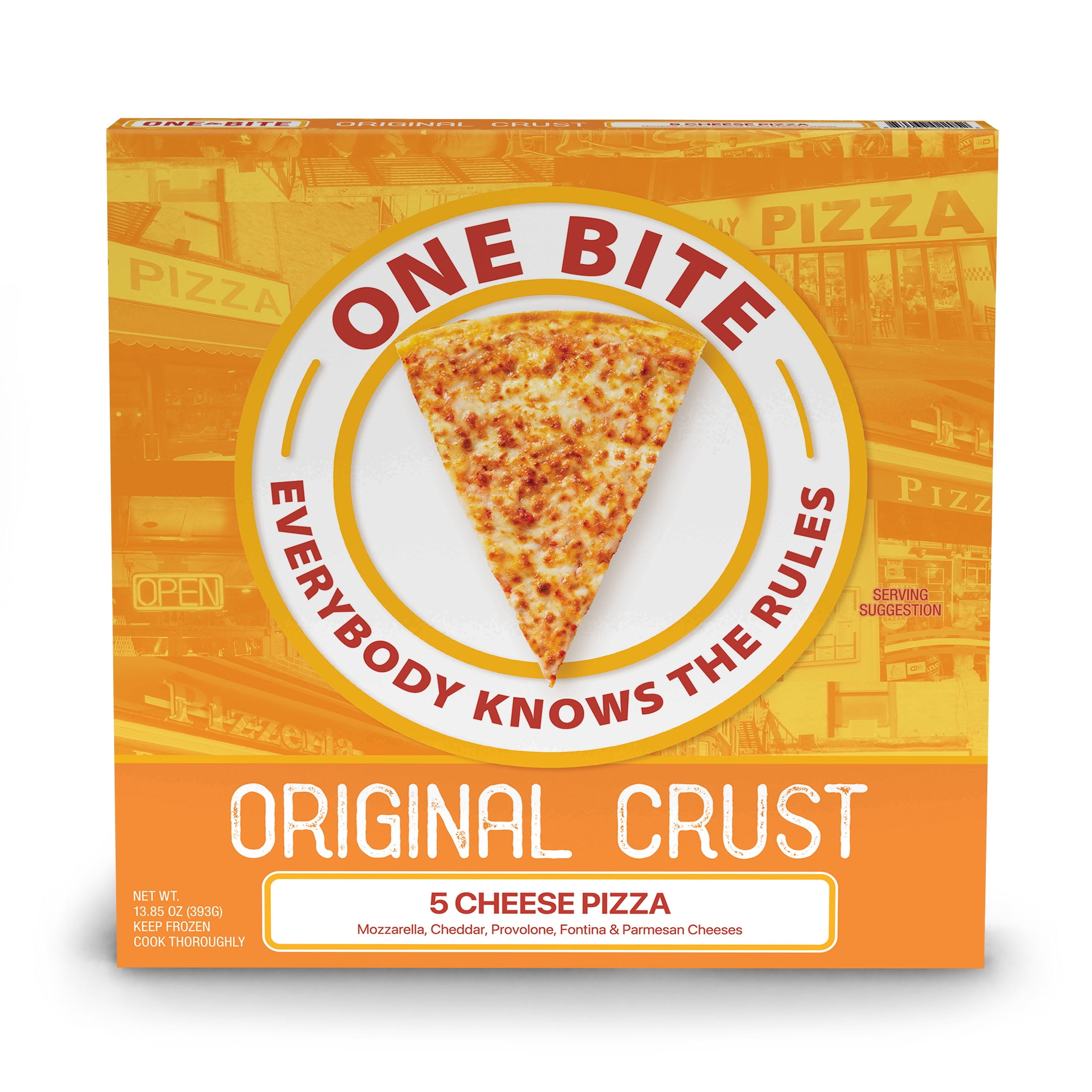 One Bite Original Thin Crust Five Cheese Pizza, 13.85 oz (Frozen)