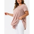 thumbnail image 2 of DARING DIVA Women's Plus Crew Neck Flowy Swing Loose Tunic Tops 1X Pink, 2 of 6