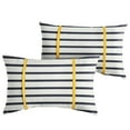 thumbnail image 3 of Mozaic Company Sunbrella Blue Stripes with Yellow Indoor/Outdoor Lumbar Pillows Set of 2 14 in x 24 in, 3 of 5